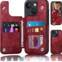 DJDUCK Designed for iPhone 15 Plus Case Wallet with Card Holder, [Magnetic Clasp Cover] [RFID Blocking Leather Protection] Shockproof Women Men Cases 6.7 Inch for Apple 15 Plus Red