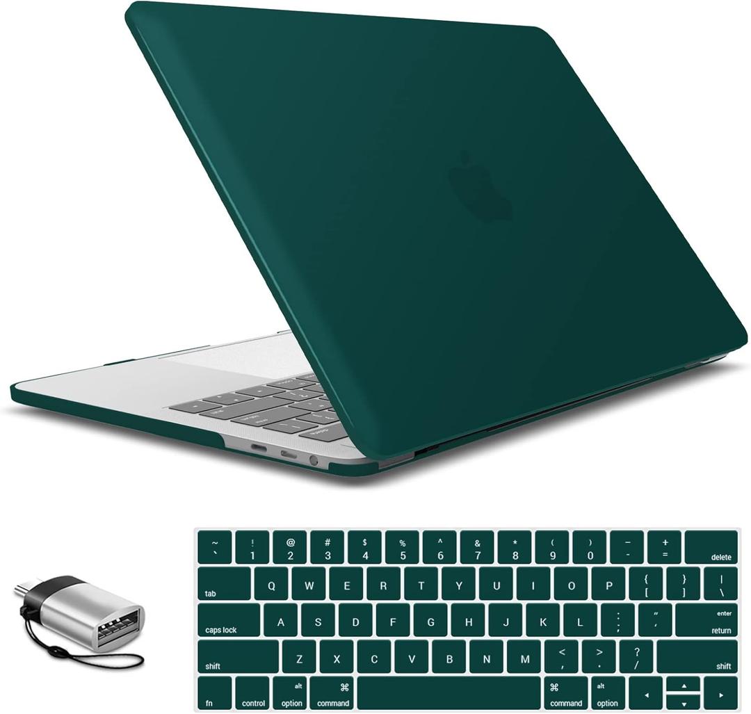 IBENZER Compatible with MacBook Pro 15 Inch Case 2019 2018 2017 2016 A1990 A1707, Hard Shell Case with Keyboard Cover & Type C Adapter for Mac Pro 15 Touch Bar, Quetzal Green, T15-QUGN+1TC IBENZER Compatible with MacBook Pro 15 Inch Case 2019 2018 2017 2016 A1990 A1707, Hard Shell Case with Keyboard Cover & Type C Adapter for Mac Pro 15 Touch Bar, Quetzal Green, T15-QUGN+1TC