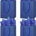 MOXARYSU 4 Pcs Medium Blue Gift Bags: 8x5x10 Inches Gift bags With Handles Party Favor Bags With 8 Tissue Paper For Party,Birthday,Baby Shower,WeddingBlue