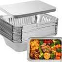 20 PACK Aluminum Foil Pans with Lids (8.5" x 6.3"), 2.25 lb Aluminum Foil Dinner Pans with Lids, Disposable Foil Pans for Baking, Cooking, Meal Prep, Takeaway and Freezing