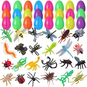 48 Pcs Bug Toys Easter Basket Stuffers Prefilled Easter Eggs Fillers Empty Bug Party Favor for Kid Birthday Treasure Box Toy Classroom Treat Prize Piatas Egg Hunt Supplies Surprise Egg Gift