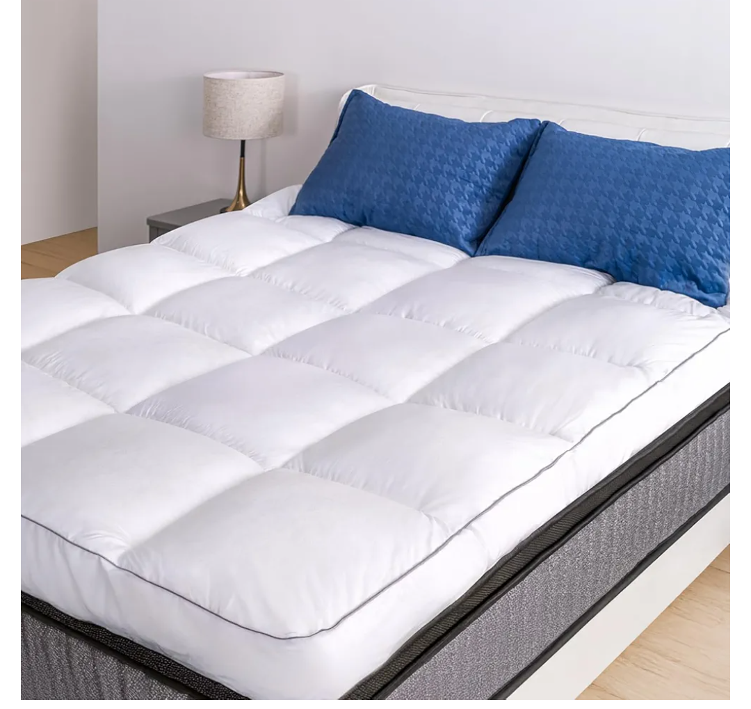 Marine Moon Mattress Topper Queen, Cooling Pillow Top Mattress Topper, Extra Thick Plush Mattress Pad Cover, Overfilled with 7D Down Alternative, Relief Back Pain, Soften Hard Mattress, 80'' x 60''
