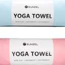 Eunzel Hot Yoga Towel Non-Slip Yoga Mat Towel Ultra-Absorbent Microfiber Towel for Hot Yoga, PilatesBikram and Workout 26.5"x 72" (Z-blue& Pink (2 Pack ))