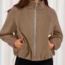 PRETTYGARDEN Womens 2026 Winter Fleece Sherpa Jacket Trendy Long Sleeve Zip Up Cropped Warm Coat Fall Fashion Workout Clothes (S)