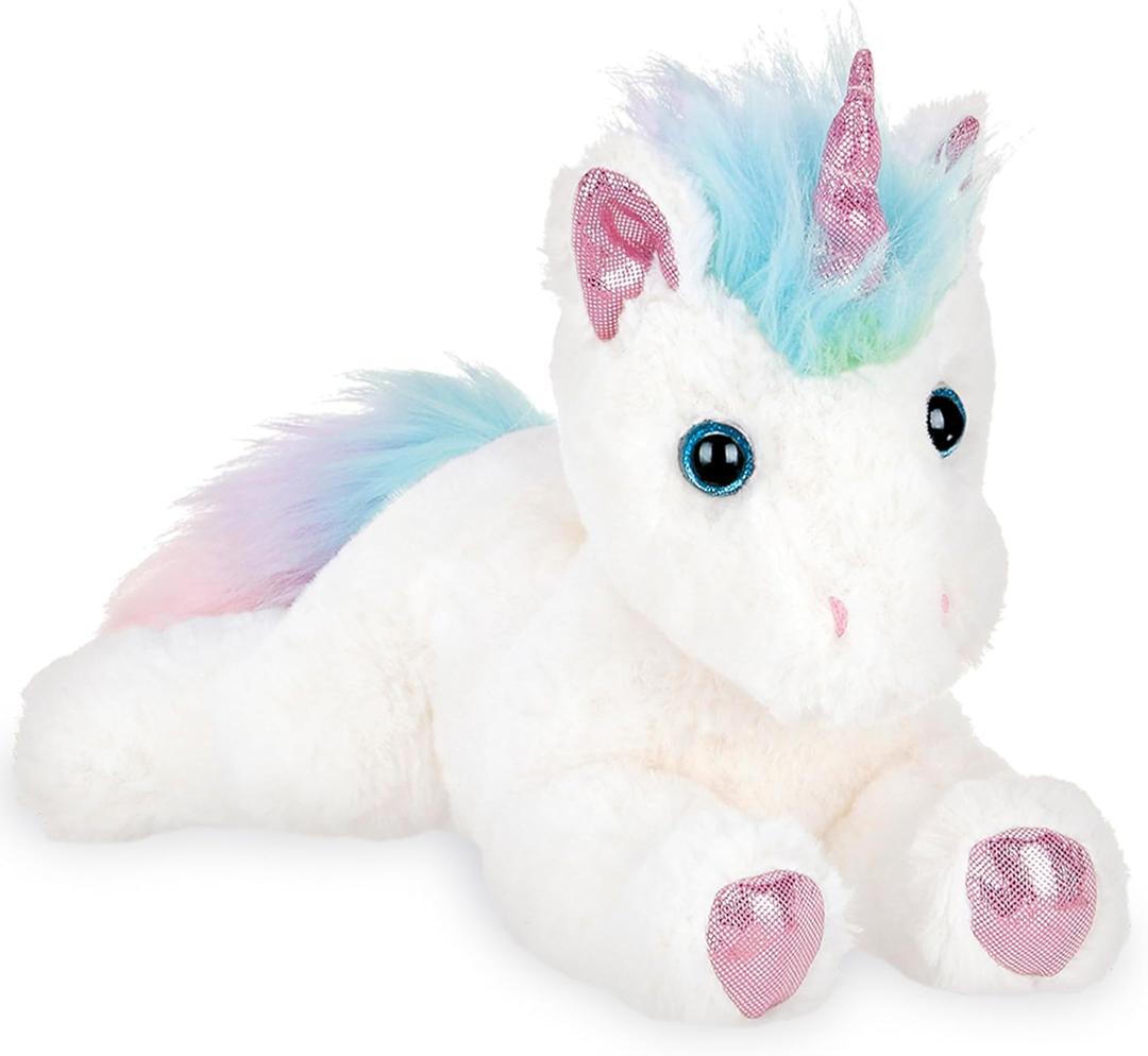 Bearington Rainbow Shimmers Unicorn Stuffed Animal - 10" Fluffy and Cuddly White Stuffed Unicorn Plush with Soft Plush Fur for Play and Cuddles - Adorable Rainbow Stuffy Gift for Toddlers and Kids