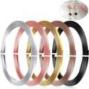Hotop 5 Rolls Flat Aluminum Wire Bendable Anodized Craft Wire for Jewelry Making Soft Metal for DIY Bezel Sculpting, 16.4 Feet 3 mm, Gold, Silver, Black, Light Copper, Brown