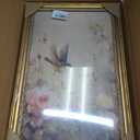 Vintage Gold Framed Bird Wall Art Spring Cottagecore Painting Canvas Sparrow And Butterfly In The Rose Bush Picture Wall Decor Whimsical Floral Aesthetic Print Artwork For Living Room Bedroom