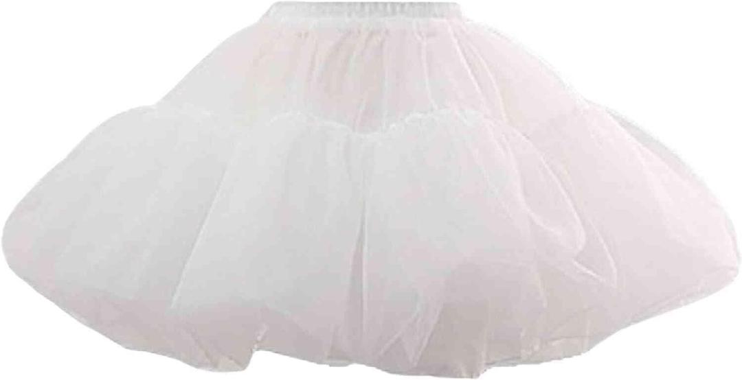 WOWBRIDAL Women's Petticoat 50s 4 Levels Hoopless Short Length Tulle Crinoline Underskirts Dress Bubble Skirt Above Knee
