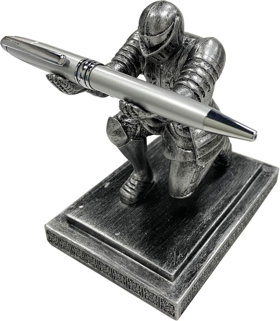 Executive Knight Pen Holder with a Pen Personalized Desk Accessories Decor Home Office Cool Pen Stand Iron