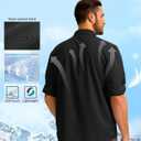 Men's Sun Protection Fishing Shirt with Zipper Pockets Long Sleeve UPF 50+ UV Cooling Shirts for Men Hiking Travel (Black, L)