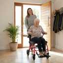 Transport Wheelchairs for Adults Lightweight Foldable Transport Chair with Telescopic Handle, Portable Folding Travel Transfer Wheel Chairs for Seniors