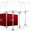 iridisenti Hand-Blown 23.5OZ Crystal Wine Glasses Set of 4 for Pinot Noir, Burgundy, Bordeaux, Large Lead-Free Crystal Glasses with Unique Bottom Design for Red, White Wine, Big Oversized Glasses