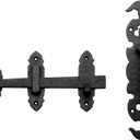 Renovators Supply Manufacturing Gate Latch Lock 6 in. Black Wrought Thumb Latch for Cabinet Doors and Gateswith Mounting Hardware