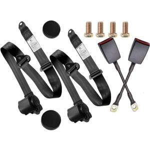 2 Pack 3-Point Pads Adjustable Retractable Straps Cover Universal Replacement Set for Go Kart, Golf Cart,Minivan Van,SUV,UTV, VR,Pickup,Truck for Modification Belt Protective Covers Kit -L(Black)