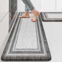 KIMODE Anti Fatigue Kitchen Mats for Floor 2 Piece,17"x47"+17"x29" Farmhouse Kitchen Rugs Non Slip Rubber Backing,Waterproof Cushioned Standing Mat for Home Decor,Office,Laundry Room,Sink,Desk,Grey