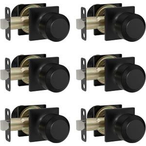 goldenwarm 6 Pack Matte Black Closet Door Knobs, Interior Passage Door Knobs, Black Non-Locking Knobs for Hallway & Closet