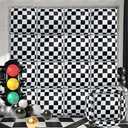 20Pcs Race Car Square Balloons Black and White Checkered Balloon Set for Boy Adult Wheel Tire Checkered Party Decoration for Racing Party Square Balloon Wall, Boys Birthday Favors 13.3In