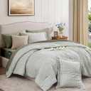 BLOOMHAVEN King Comforter Set - 7 Pieces Green Bedding Sets for All Seasons, Lightweight Soft Bed in a Bag King with Revesible Farmhouse Comforter, Sheets, Pillowcases & Shams