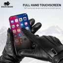 BISON DENIM Sheepskin Leather Gloves for Men, Winter Warm Touchscreen Gloves with Cashmere Lining, Driving Motorcycle Gloves (Large, Black)