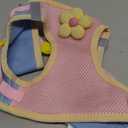 Cat Harness and Leash Set for Walking Escape Proof, Adjustable Kitten Harness Breathable Mesh with Reflective Strips Harness with Flower for Kitty Puppy Bunny Pink Large