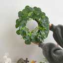 Eucalyptus Wreath for Front Door, Artificial Greenery Wreath with Realistic Leaves for Spring Easter Home Decor, Farmhouse Nordic Round Wreaths with Jute Hanger for Wall, Outdoor (11Lx11Wx2.56H)