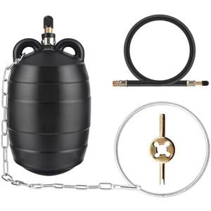 Inflatable Pipe Test Plug, with 19.7 Inch Quick-Install Rubber Extension Hose and Anti-Fall Iron Ring, Rubber Plumbing Balloon (3 inch)