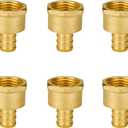 SUNGATOR 6-Pack 1/2" PEX to 1/2" Female NPT Brass Fittings, UPC Certified