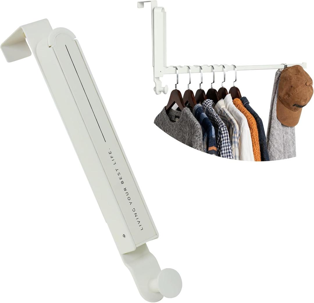 Over The Door Hanger,2 Packs Foldable Clothes Rack,Heavy Duty Door Hook for Coats Towels and Bags,Laundry Organizer Suitble for Travel & Business Trips, Bedroom, Living Room, Apartment