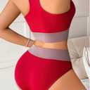 Plus Size 2 Piece Bra Sets Women Yoga Cycling Jogging Running Seamless Sports Underwear Set Ladies Women's Bra and Panties (Red, XL)