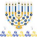 Hanukkah Party Games Party Decorations 26 x 25 Menorah Dart Board with 18 Sticky Balls Hanukkah Activities Chanukah Gifts Chanukah Favors