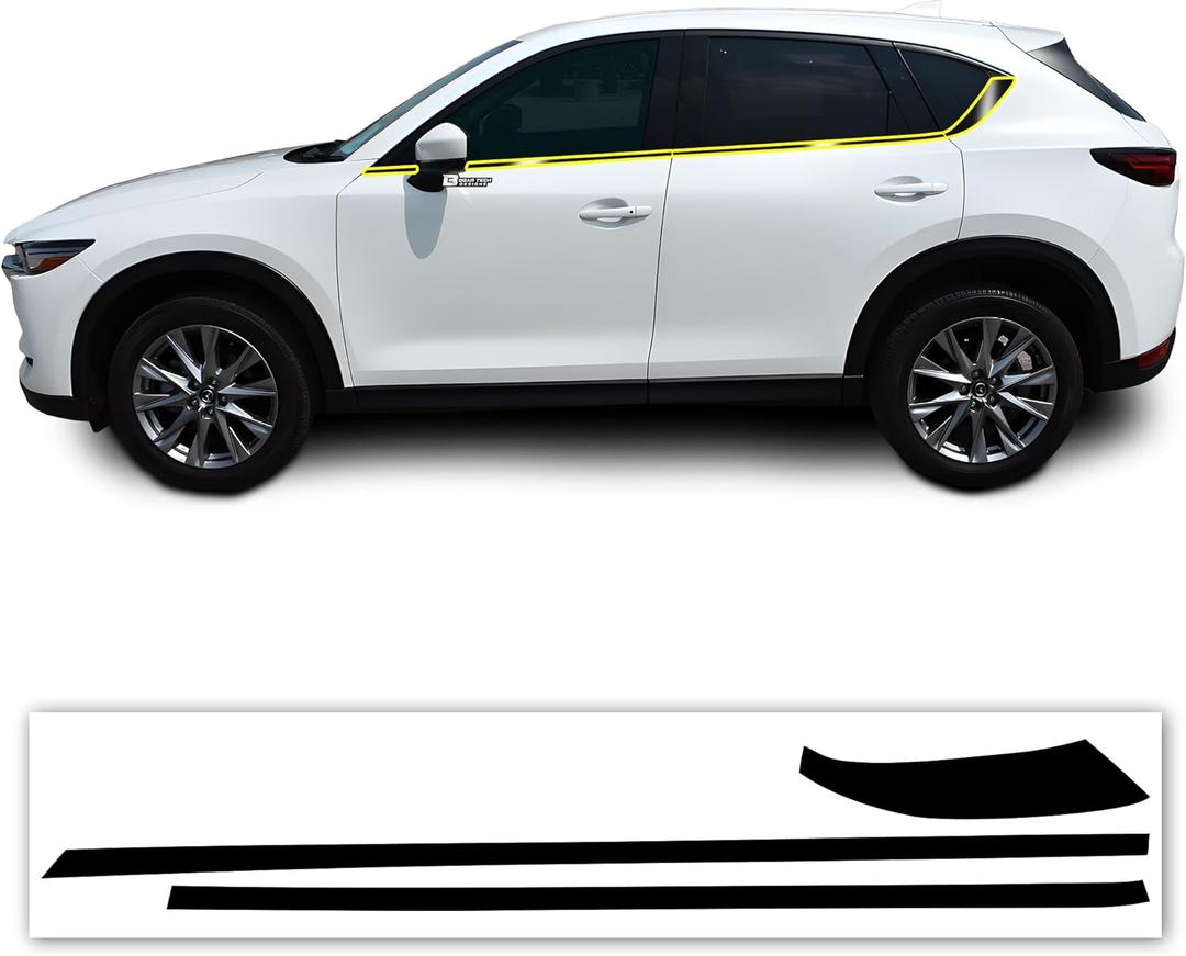 BOGAR TECH DESIGNS Side Window Chrome Delete Vinyl Film Replacement Compatible with Mazda CX-5 2017-2025, Gloss Black