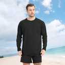 Men's Swim Shirts Long Sleeve Rash Guard UPF Sun Protection Tops (Black, S)