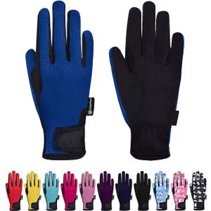 ChinFun Horse Riding Glove Equestrian Gloves Kids for Boys Girls Horseback Riding Gloves Grip for Youth Children Riding Sports Biking Cycling Gardening (S (Age 6-8), Royal Blue)