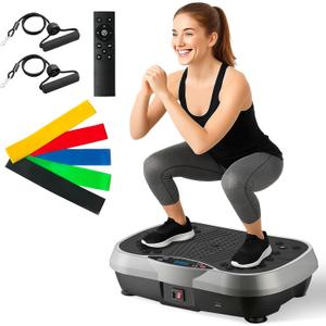 ALSO GO Vibration Plate Exercise Machine, 3 Workout Modes & 120-Level Vibration Platform for Weight Loss/Lymphatic Drainage, 400lbs Capacity Vibration Board with Resistance Bands for Full Body Workout