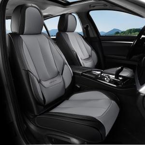 Coverado Seat Covers, Car Seat Covers Full Set, Leather Seat Covers for Cars, Car Seat Protector, Black Car Seat Covers Front Seats and Back Seats Universal Fit for Most Cars Gray