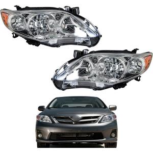 labwork Headlight Headlamp Assembly Replacement for Corolla 2011 2012 2013 Projector Black Lamps Driver and Passenger Side