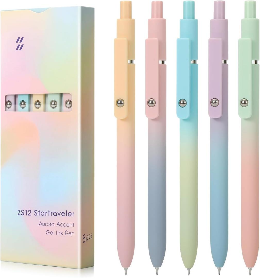 FIOVER 5pcs Gel Pens Black Ink Medium Point 0.7mm Pens Smooth Writing High-End Series Cute Ballpoint for Journaling Note Taking, Office School Supplies Gifts for Women and Men (1 Count (Pack of 5))