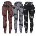 OVESPORT 3 Pack Tie Dye Seamless High Waisted Workout Leggings for Women Scrunch Butt Lifting Yoga Gym Athletic Pants, Large