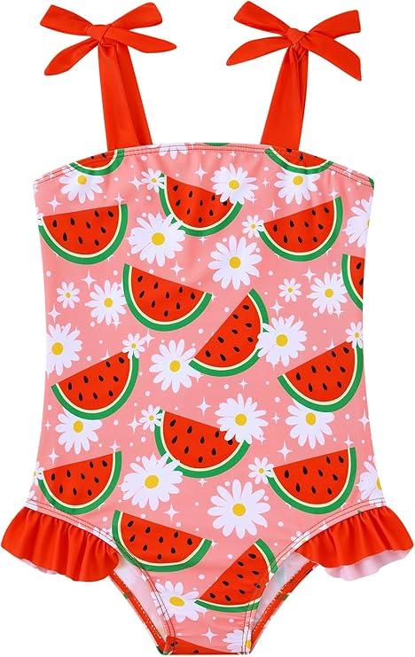 Vieille Toddler Girls Swimsuits Ruffle Bathing Suits One Piece Swimwear 2-6T