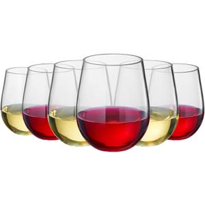 Unbreakable Stemless Plastic Wine Glasses | Reusable | Shatterproof 100% Tritan Acrylic Plastic | Dishwasher-Safe | BPA-free | Awesome for Indoor & Outdoor | 15 oz, Set of 6, European Style BPA-free