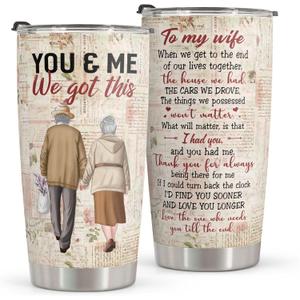Macorner Gifts for Wife, Wife Gifts, Romatic Valentines day gifts for Her, Christmas gift for Old Couple, You & Me We Got This, Stainless Steel Tumbler 20oz I Love You Her, Anniversary Presents