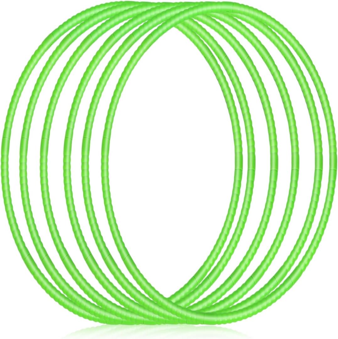Poen 10 Pcs Exercise Hoop for Kids Detachable Adjustable Plastic Toy Colored Hoop Circles Playground Toys for Teens Games Gymnastics Dog Agility Equipment Party Decor, 28 Inch(Green)