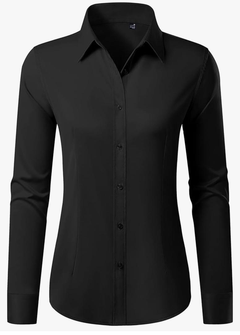 Button Down Shirts for Women Wrinkle Free Dress Shirt Classic Fit Long Sleeve Casual Business Blouse Work 2XL