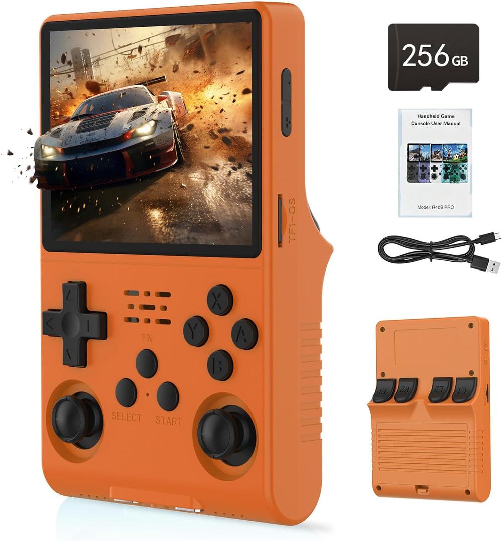 RegiisJoy 30000 in 1 Handheld Game Console, 3.5 inch IPS Screen Retro Game Console, 256G Mini Portable Pocket Arcade 3800mAh 45 simulators