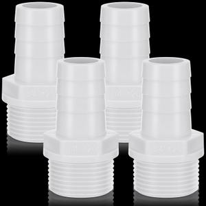 4 Pieces Pool PVC Fitting Tube Fitting Adapter Barbed Hose Fittings Barbed x NPT Male for Industrial Tube Portable Water Garden Kitchen Hose Swimming Pool Pump (2",White)