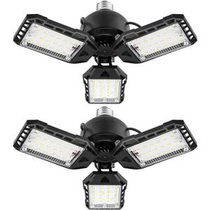 Aoretic LED Garage Lights 1 Pack -80W, 8000LM 6500K Led Shop Light with 3 Deformable Panels, Basement Barn Light Garages Ceiling Lights, E26/E27 for Garage, Warehouse, Shop, Basement
