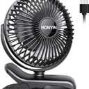 HONYIN 720 Rotation Small Desk & Clip on Fan with Sturdy Clamp, 3 Speeds, Quiet Little Personal Cooling Fan by USB Plug In, for Bedroom Office Desktop Treadmill (Black)