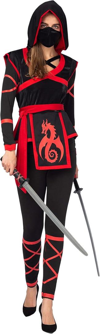 Spooktacular Creations Halloween Ninja Costume for Women with Ninja Mask for Adult Halloween Costume Party (Large)