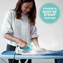 Sunbeam Turbo Steam Iron 1400W Quick Heat Stainless Steel Soleplate Shot of Steam Horizontal and Vertical 3 Way Auto Off 240ml Water Tank White Teal