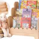 Kids Bookshelf Storage 3-Tier, Book Case for Kids Rooms, Scalloped Wooden Montessori Bookcase for Toddlers & Baby, Small Nursery & Classroom Book Shelves, Solid Wood Organizer, 16.5"l X 10.6"w X 16.5"h